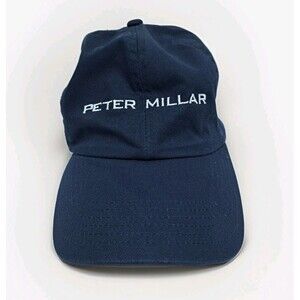 Peter Millar Hat Cap Strap Back Mens One Size Light Blue Cotton Golf Embroidered